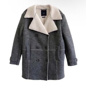Zara Double Breasted Wool Sherpa Coat